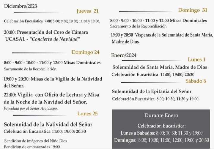 La Catedral Bas Lica Diagram Los Horarios De Las Misas De Navidad